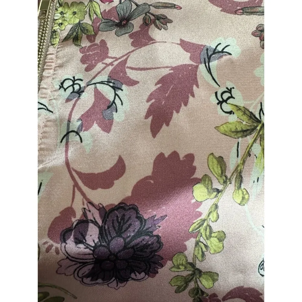 Say What Pink Satin Floral Bomber Jacket Girls size Large 14/16